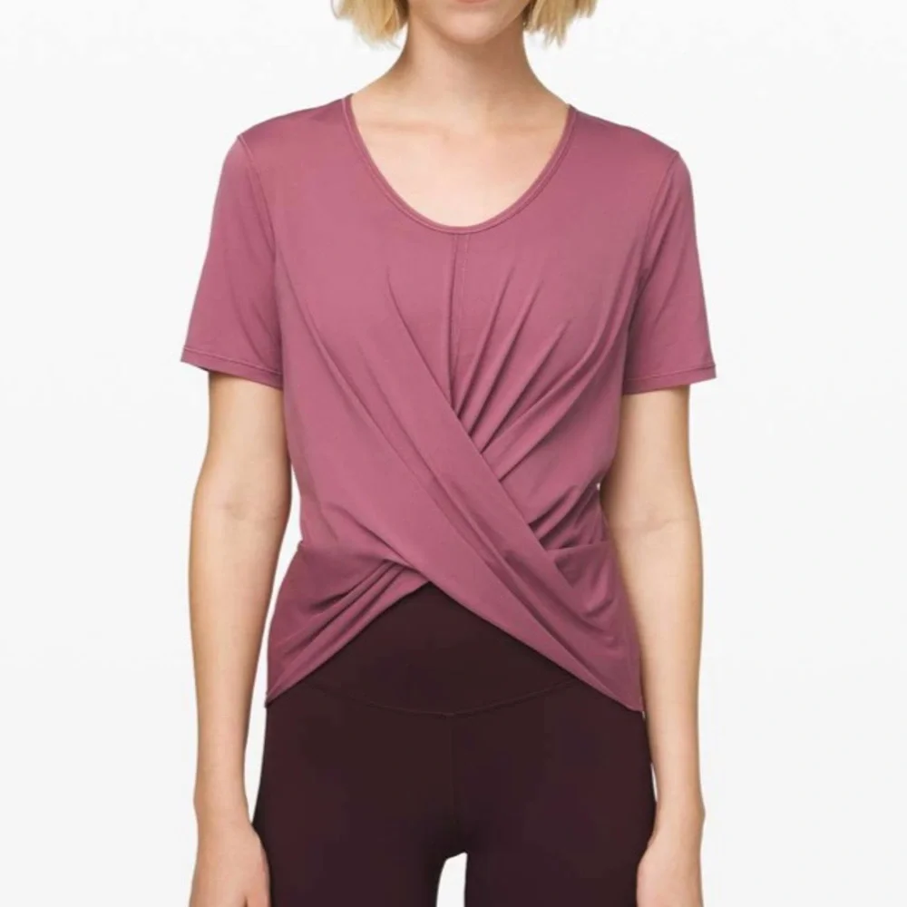 LULULEMON Plumful Do The‎ Daily Short Sleeve Silverescent Active Top Shirt Sz 12